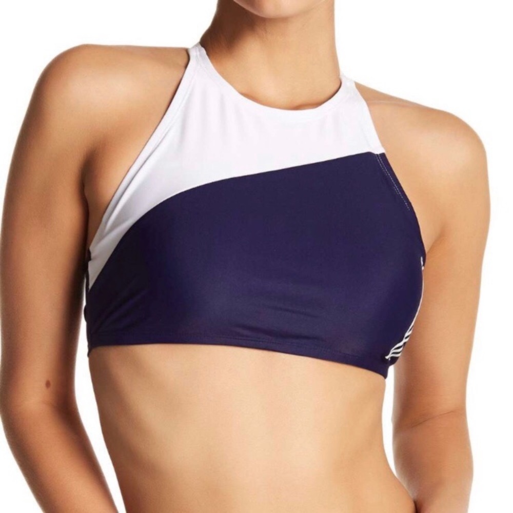 Adidas High Neck Colorblock Bikini Top NWT